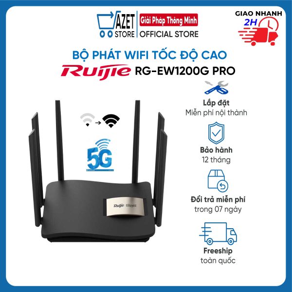 Bộ phát wifi 6 râu xuyên tường, Ruijie RG-EW1200G Pro Bảo Hành Chính Hãng